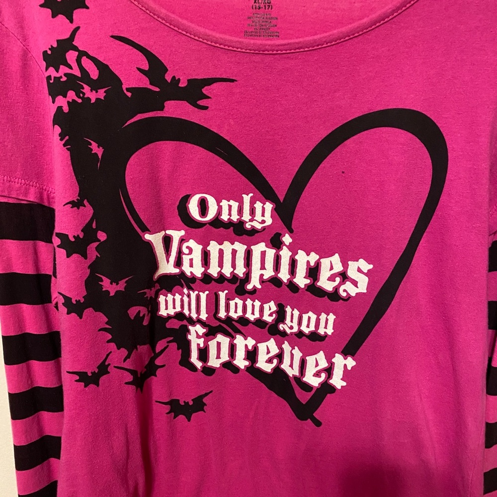 Pink and black long sleeve cotton top